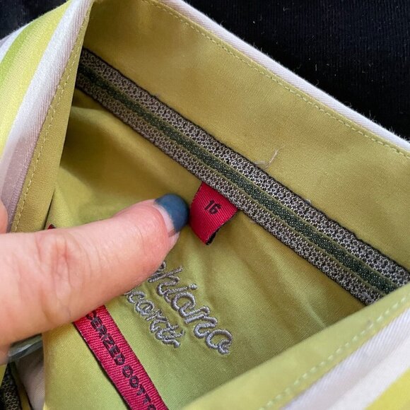 Luchiano Visconti Teen Two Ply Mercerized Cotton Button-Up Shirt Striped Size 16 - Picture 8 of 9